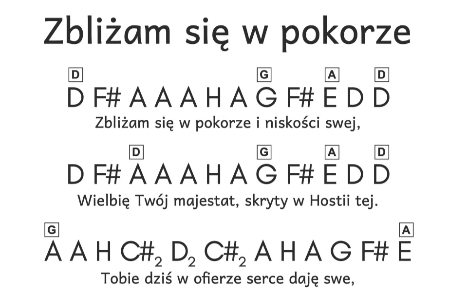 Zbliżam się w pokorze chwyty na gitarę - proste akordy dla każdego