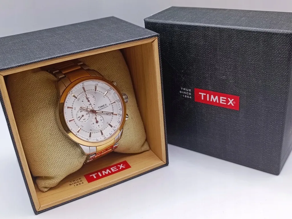 Zegarek męski Timex chrono złoto srebrny TW000Y406 - elegancja i funkcjonalność