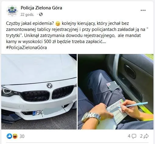 Jakie mandaty grożą za brak tablicy rejestracyjnej w Polsce?