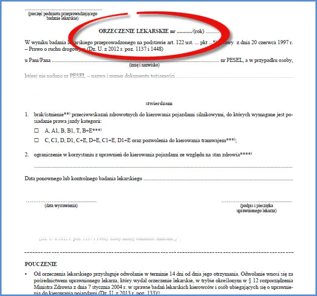 Ile ważne jest orzeczenie lekarskie na prawo jazdy kat B i co grozi bez niego?