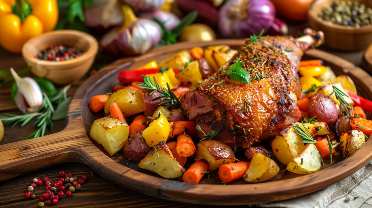 Ziemniaki pieczone z warzywami korzennymi i ziołami Ziemniaki pieczone z warzywami korzennymi i ziołami