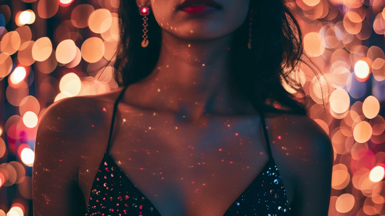 Błyszczące stylizacje z czarną sukienką i cekinami, czyli efekt wow