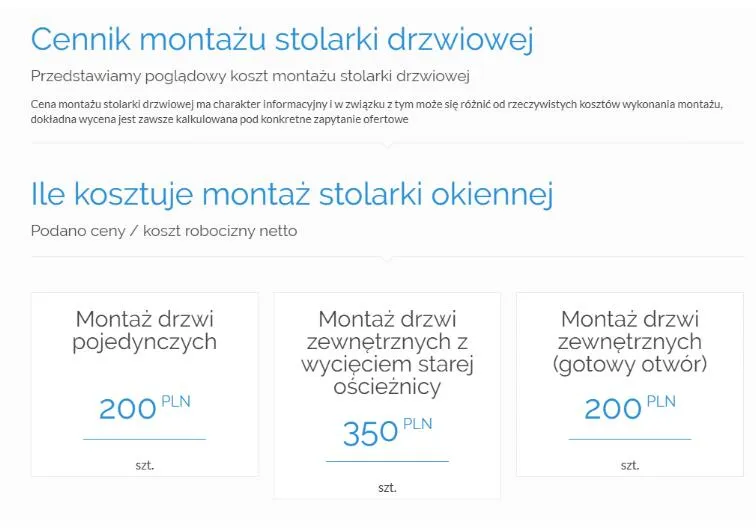Cennik demontażu i montażu drzwi - Sprawdź ceny usług