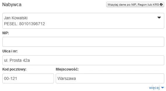 Jakie dane są potrzebne do faktury na osobę prywatną?