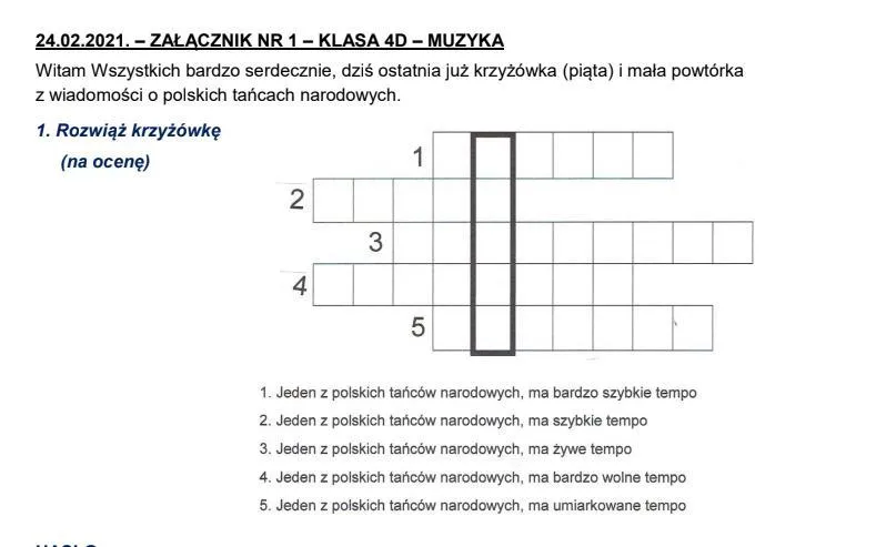 Vivace, allegro, presto - szybkie tempo w muzyce krzyżówka