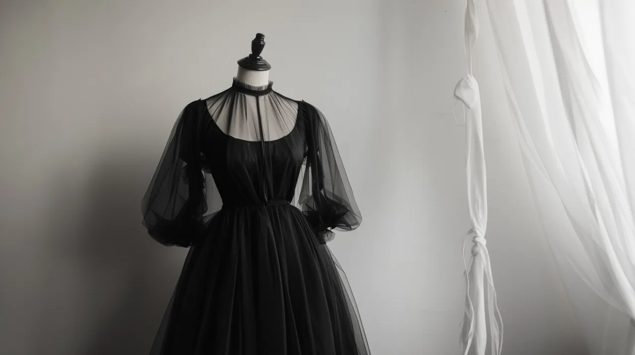 Czarna sukienka z tiulowymi rękawami: wyjątkowa magia kontrastu?