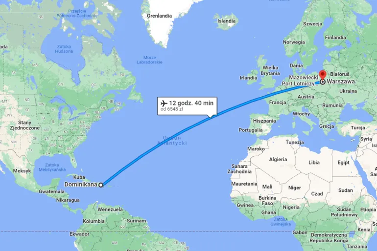 Ile dokładnie trwa lot z Warszawy do Dominikany? Sprawdź czas podróży!
