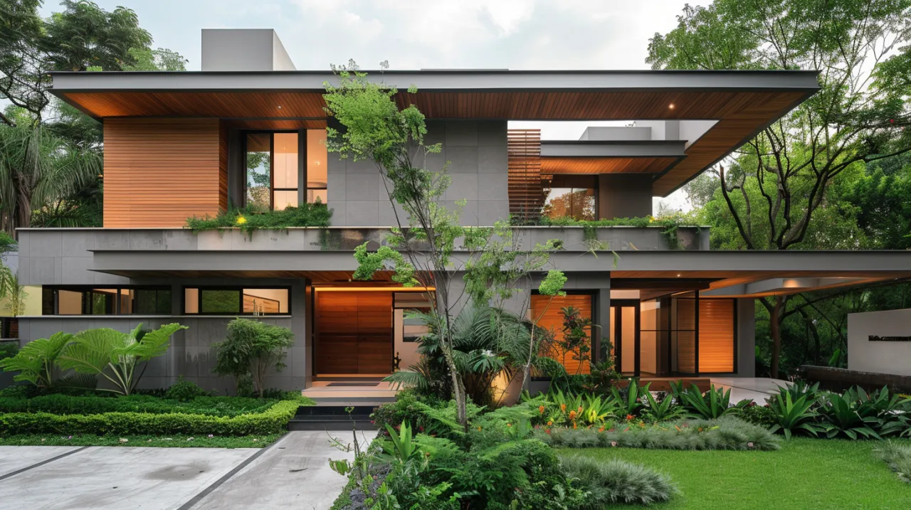 Elewacja szara z drewnem: elegancja i nowoczesność dla domu