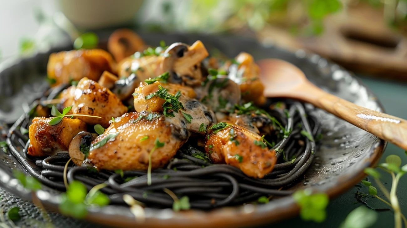 Nowoczesny twist w kuchni - przepis na czarny makaron z kurczakiem