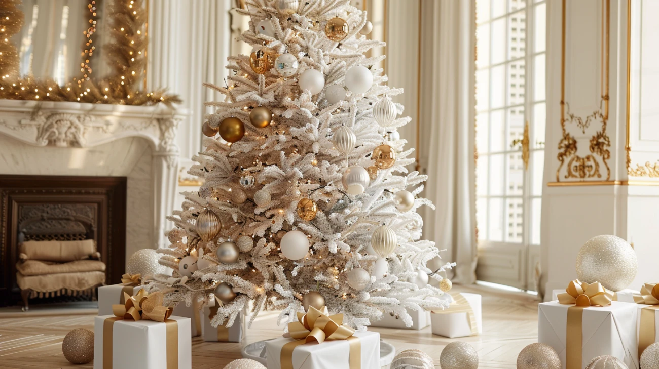 Choinka srebrno biała: Delikatna i stylowa choinka 