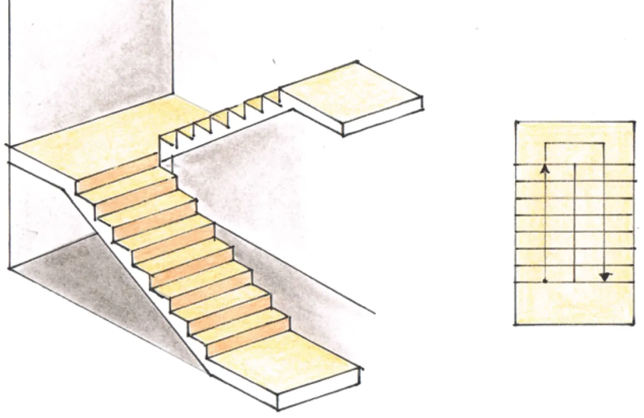 Profesjonalny rysunek schodów dwubiegowych krok po kroku bez błędów