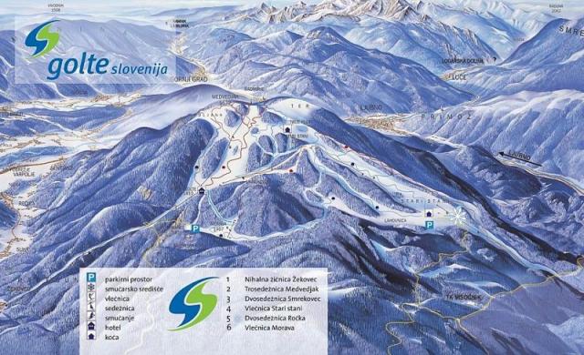 Mapa tras Kanin - Bovec