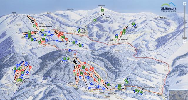 Mapa tras Pec pod Sněžkou